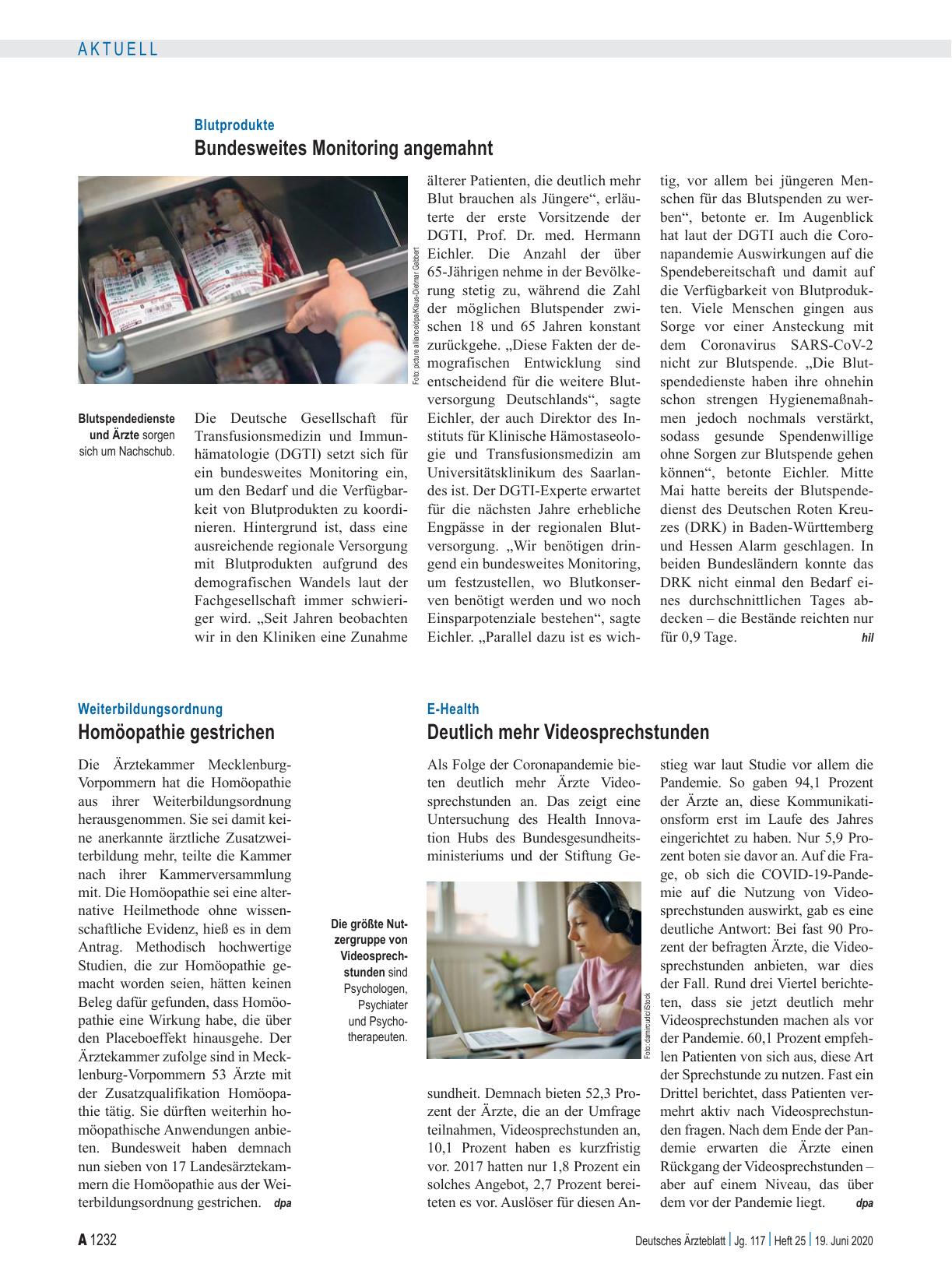 Vorschauseite 1: E-Health: Deutlich mehr Videosprechstunden