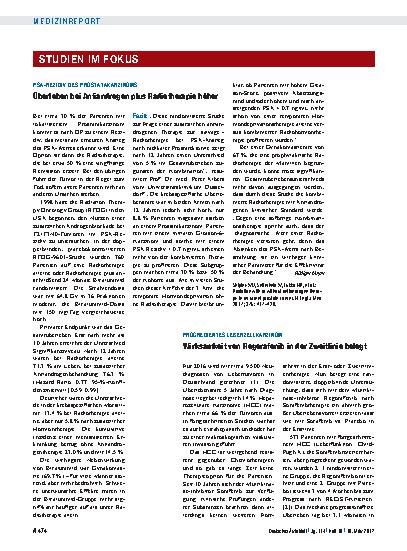 Vorschauseite 1: PSA-Rezidiv des Prostatakarzinoms: Überleben bei Antiandrogen plus Radiotherapie höher