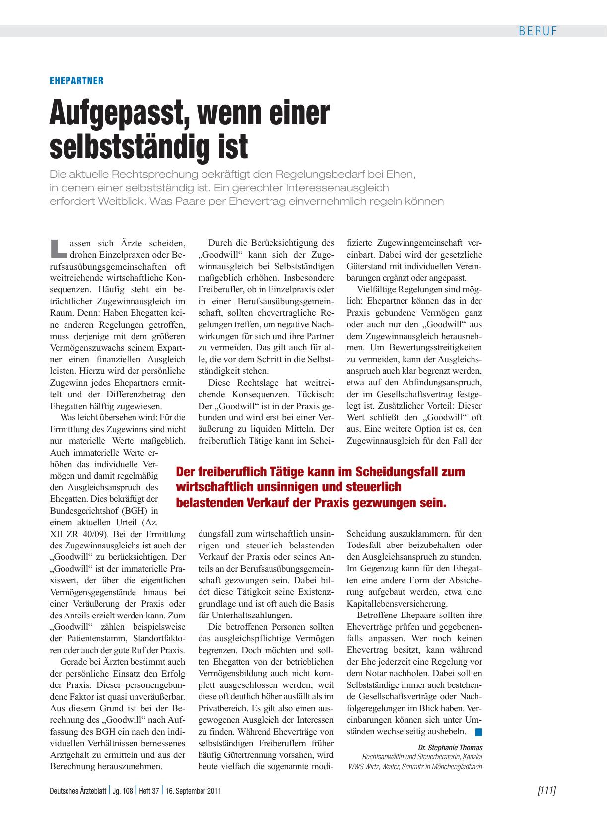Vorschauseite 1: Ehepartner: Aufgepasst, wenn einer selbstständig ist