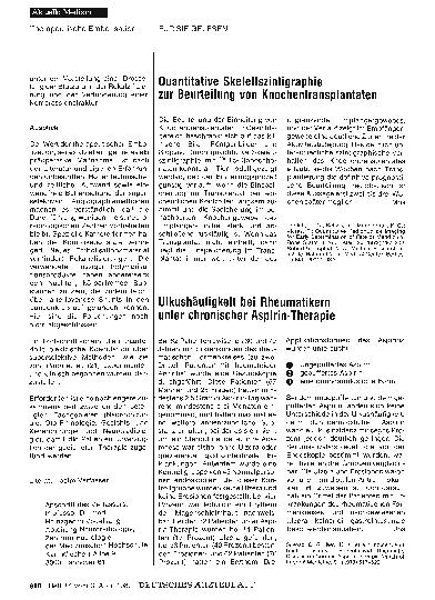 Vorschauseite 1: Ulkushäufigkeit bei Rheumatikern unter chronischer Aspirin-Therapie