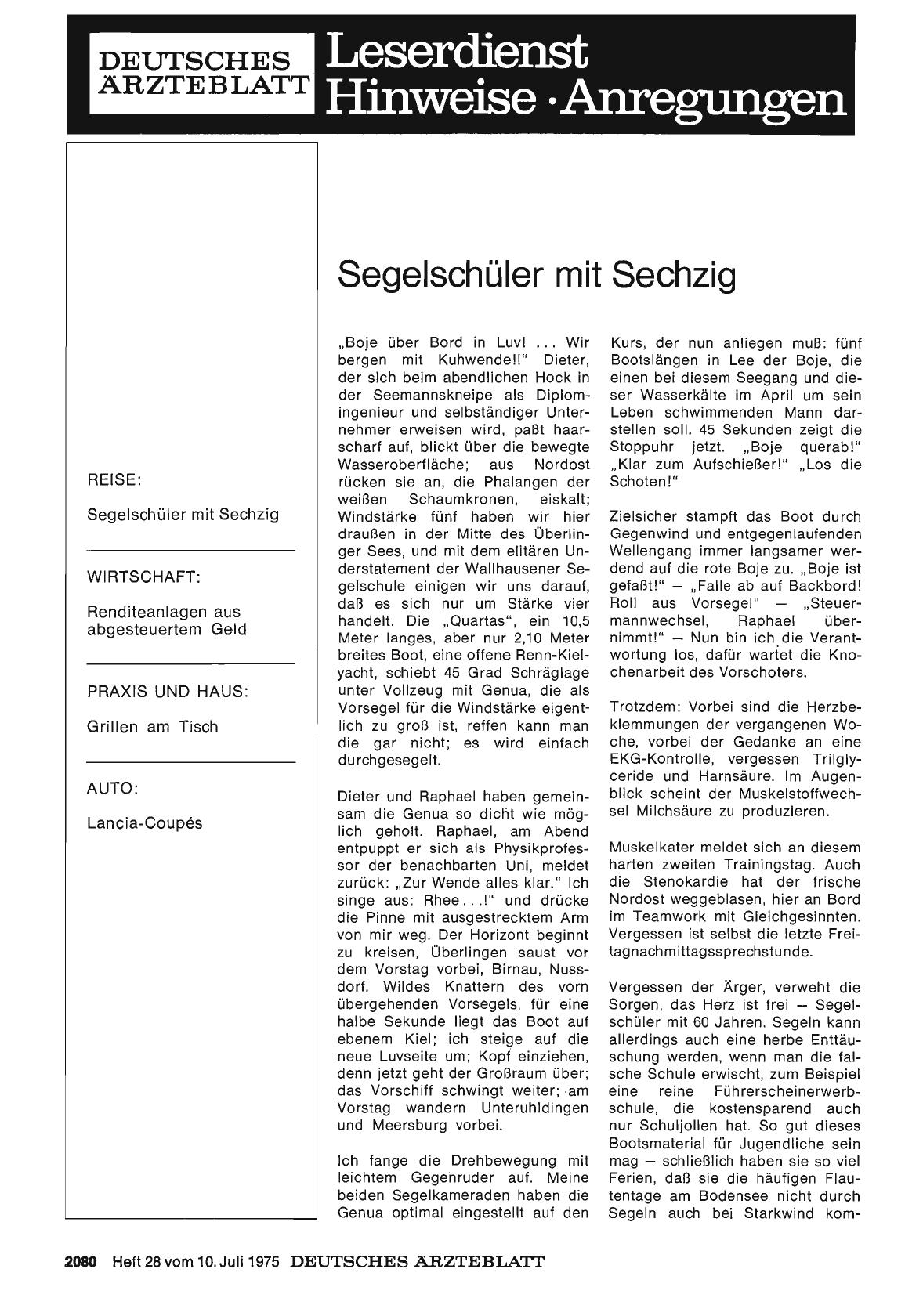 Vorschauseite 1: Segelschüler mit Sechzig