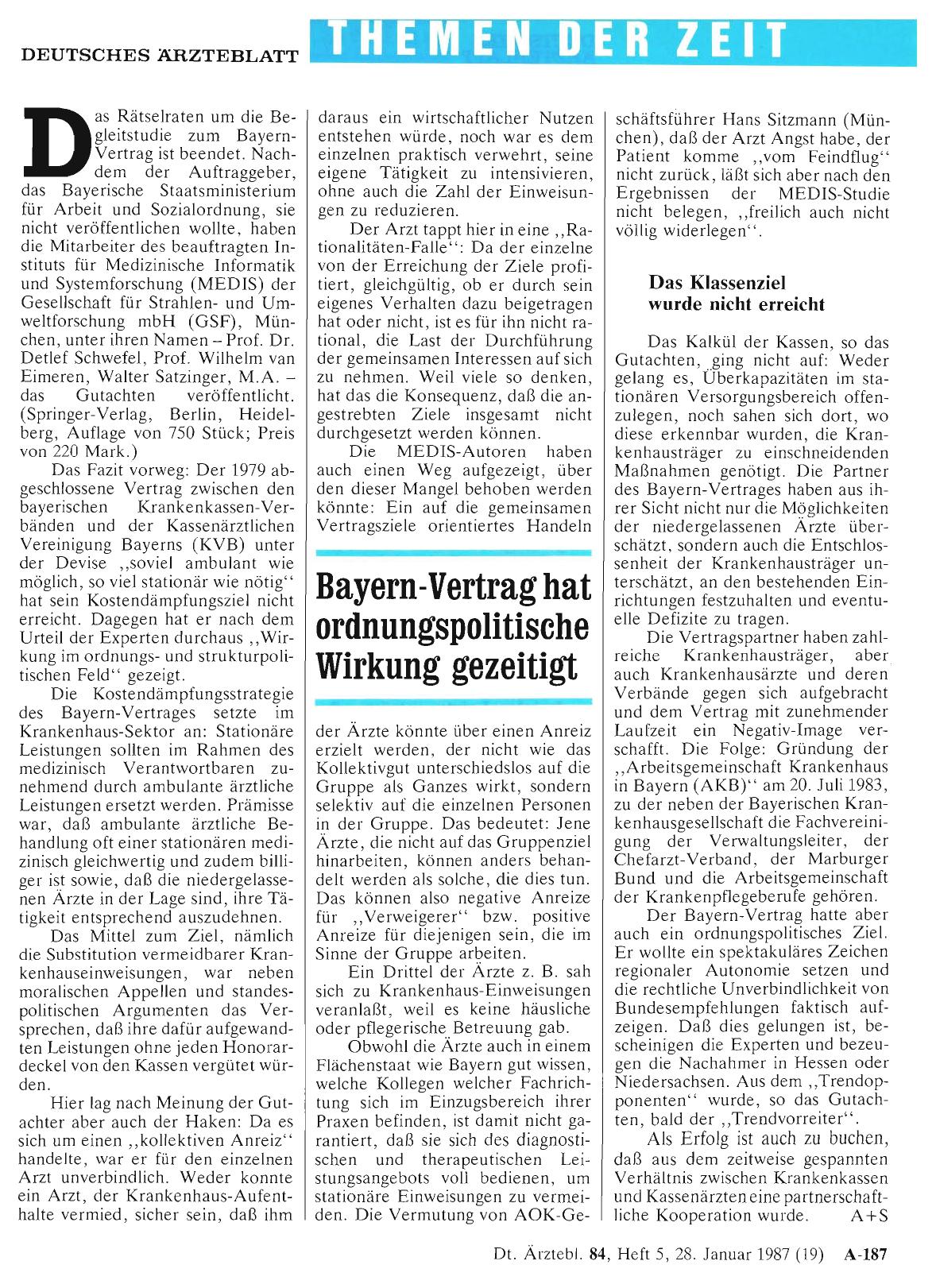 Vorschauseite 1: Bayern-Vertrag hat ordnungspolitische Wirkung gezeitigt