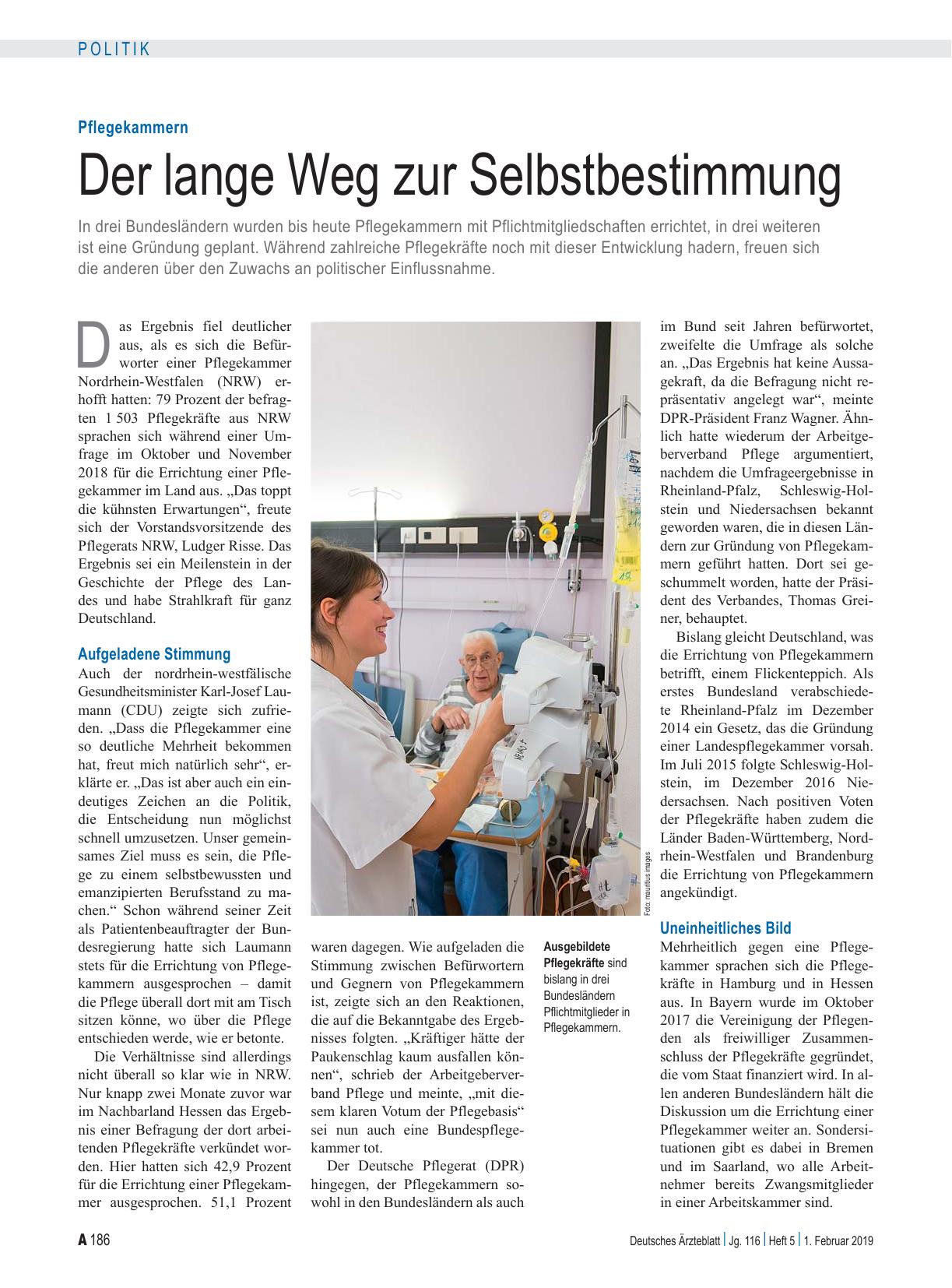 Vorschauseite 1: Pflegekammern: Der lange Weg zur Selbstbestimmung