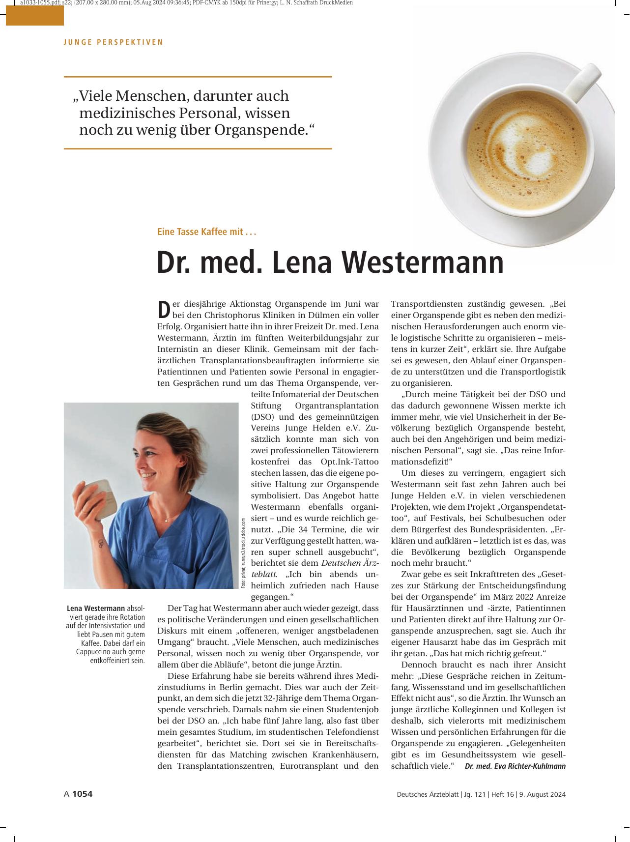 Vorschauseite 1: Eine Tasse Kaffee mit. .. Dr. med. Lena Westermann