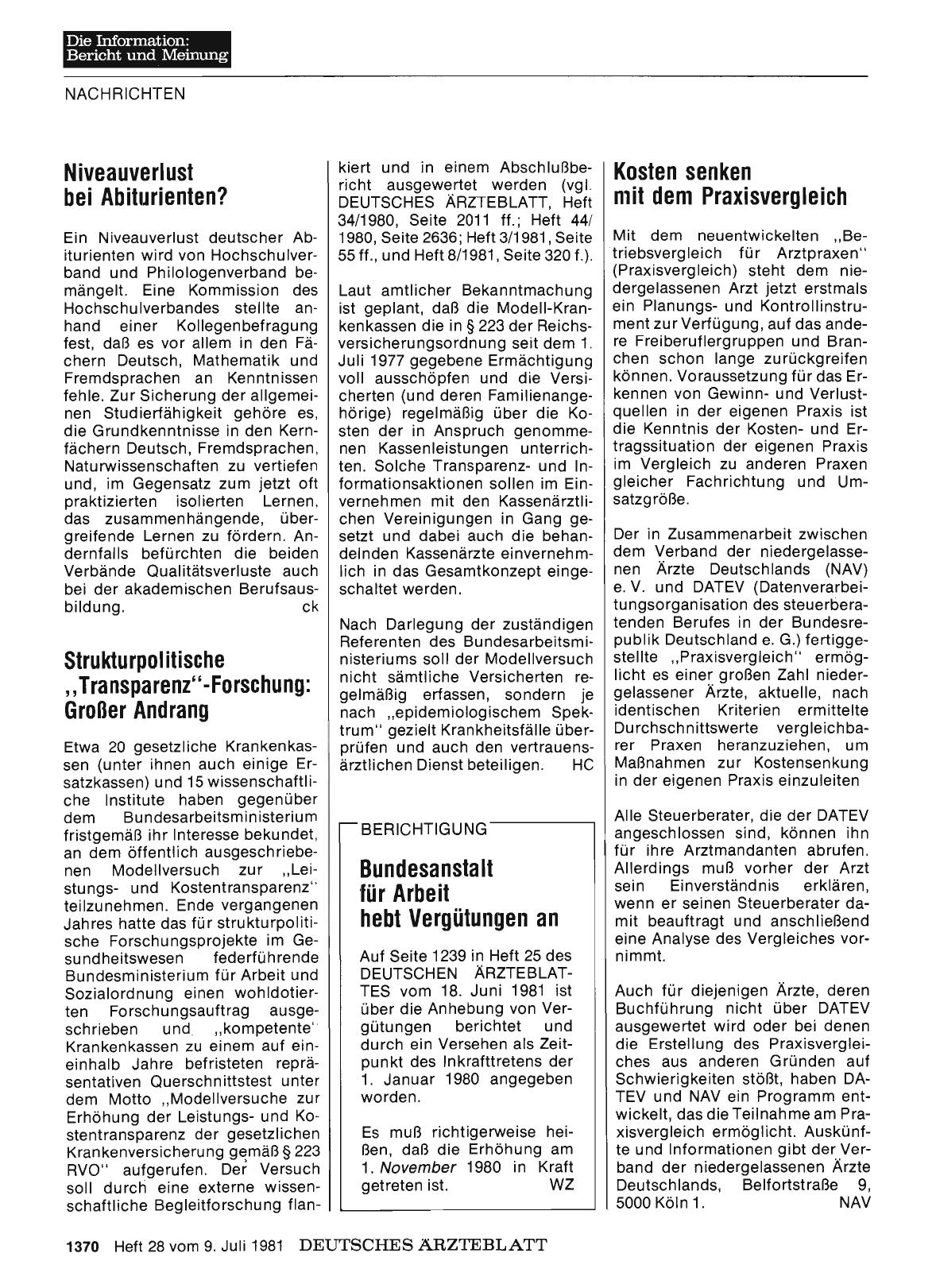 Vorschauseite 1: Strukturpolitische „Transparenz"-Forschung: Großer Andrang
