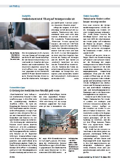 Vorschauseite 1: Globale Gesundheit: Krebskranke Kindern sollen besser versorgt werden