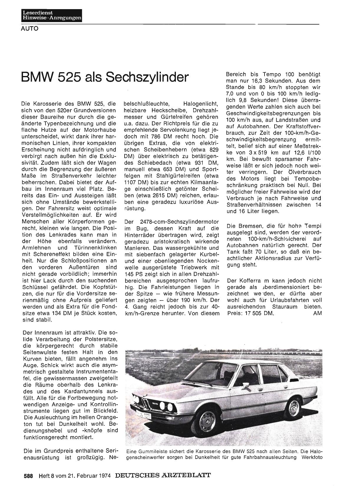 Vorschauseite 1: BMW 525 als Sechszylinder