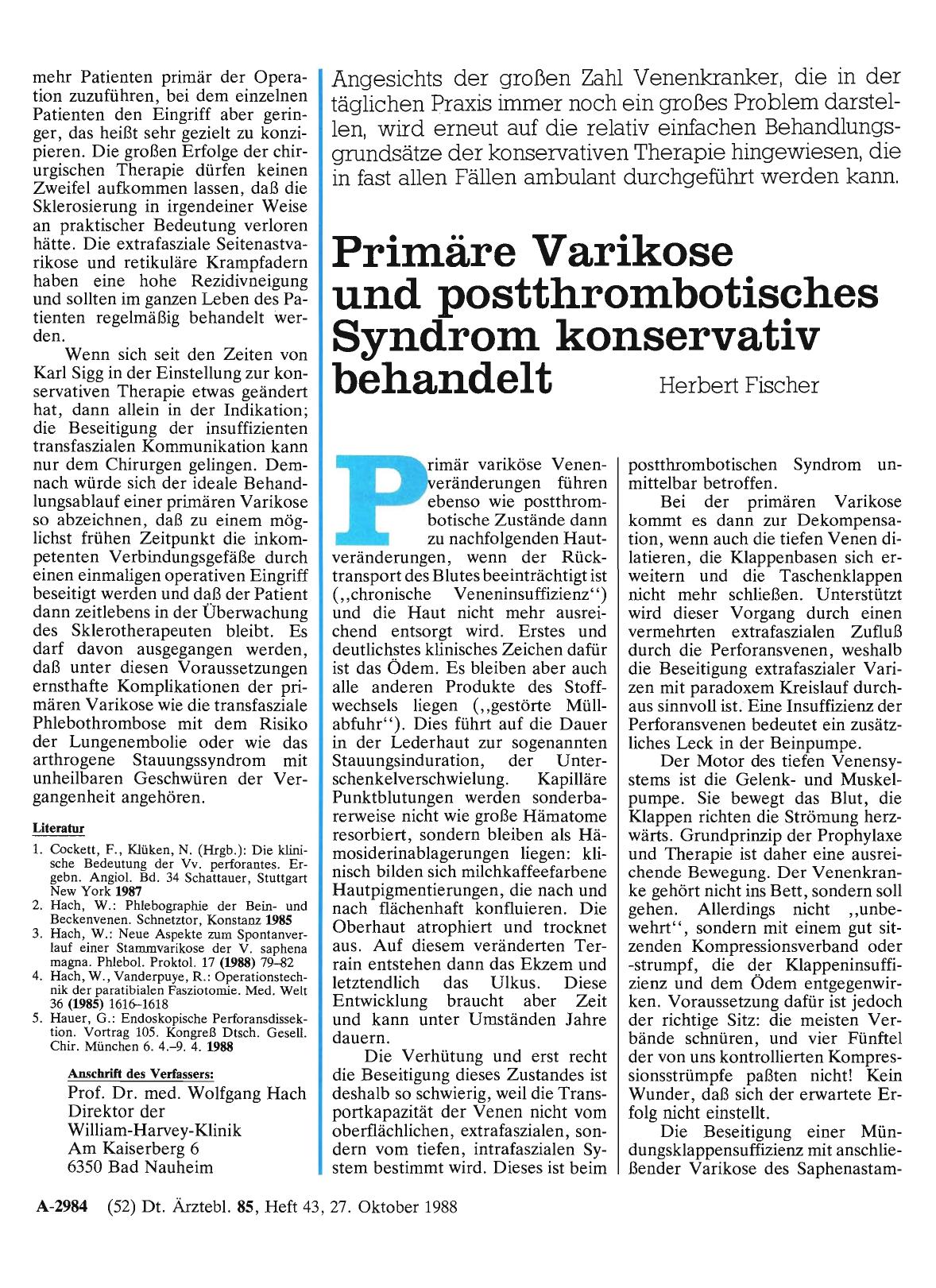 Vorschauseite 1: Primäre Varikose und postthrombotisches Syndrom konservativ behandelt