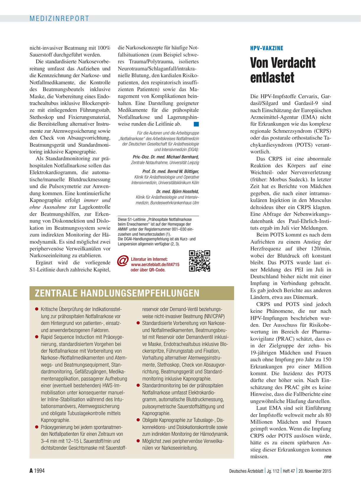 Vorschauseite 1: HPV-Vakzine: Von Verdacht entlastet