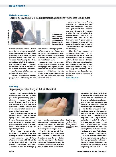 Vorschauseite 1: Verordnung: Nagelspangenbehandlung ab Juli als Heilmittel
