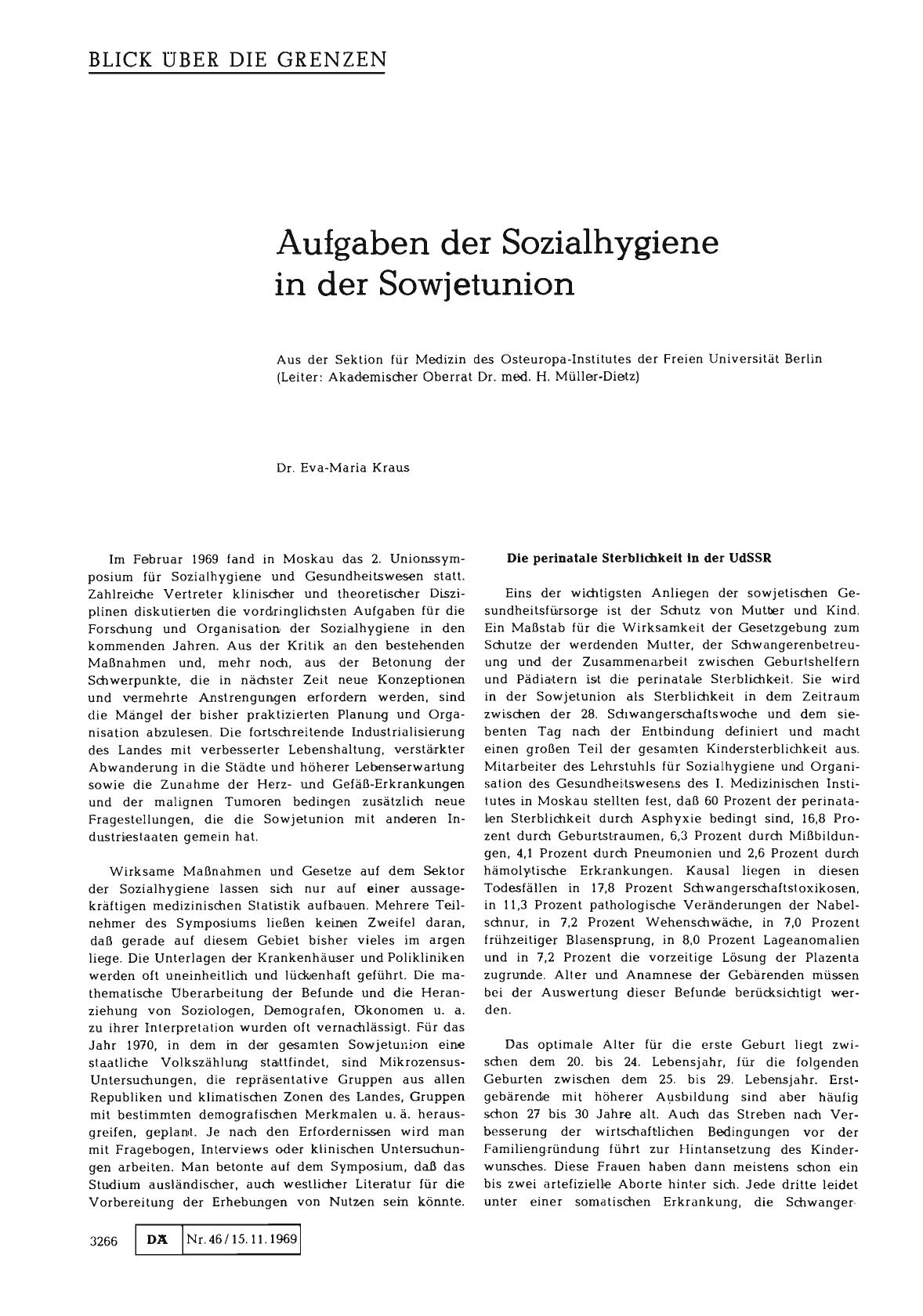 Vorschauseite 1: Aufgaben der Sozialhygiene in der Sowjetunion