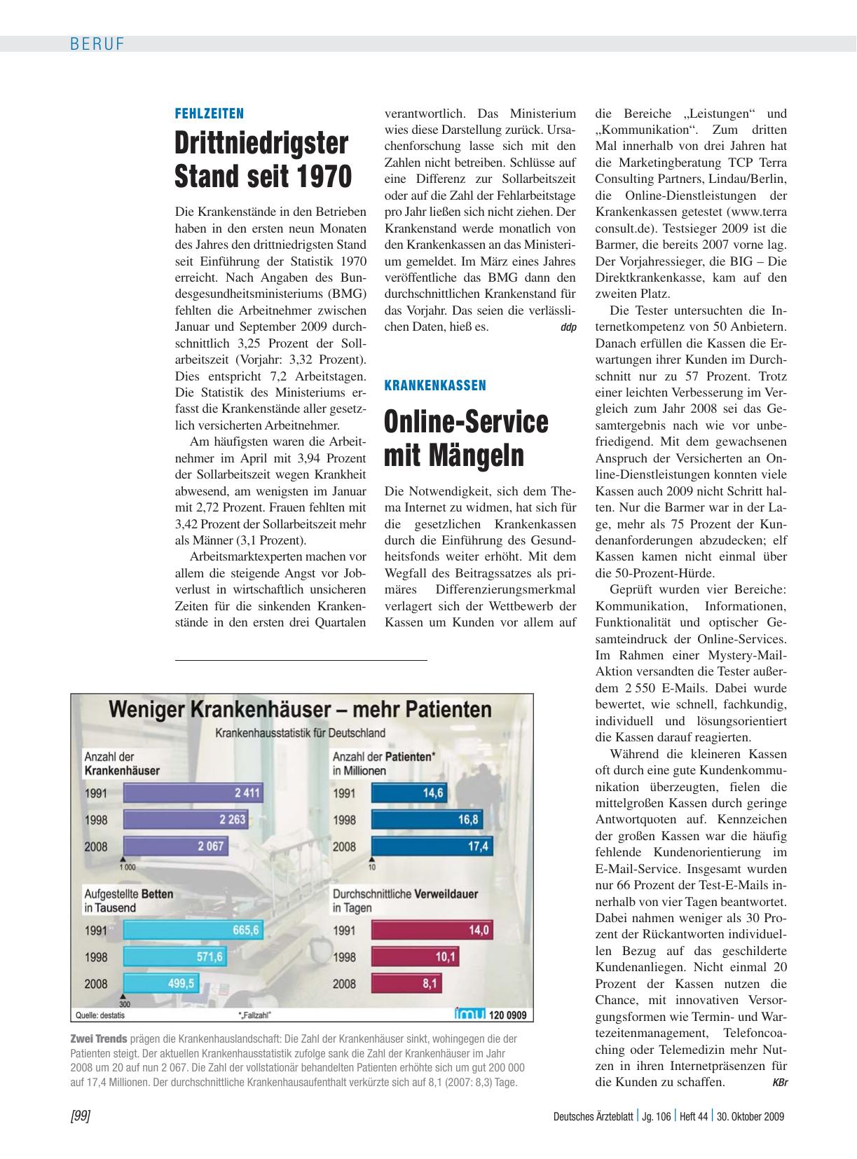 Vorschauseite 1: Fehlzeiten: Drittniedrigster Stand seit 1970