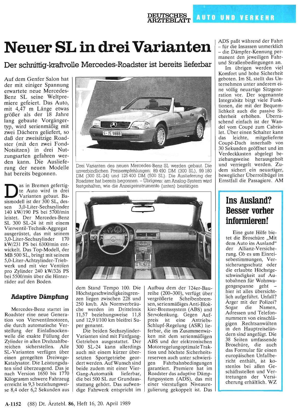 Vorschauseite 1: Neuer SL in drei Varianten