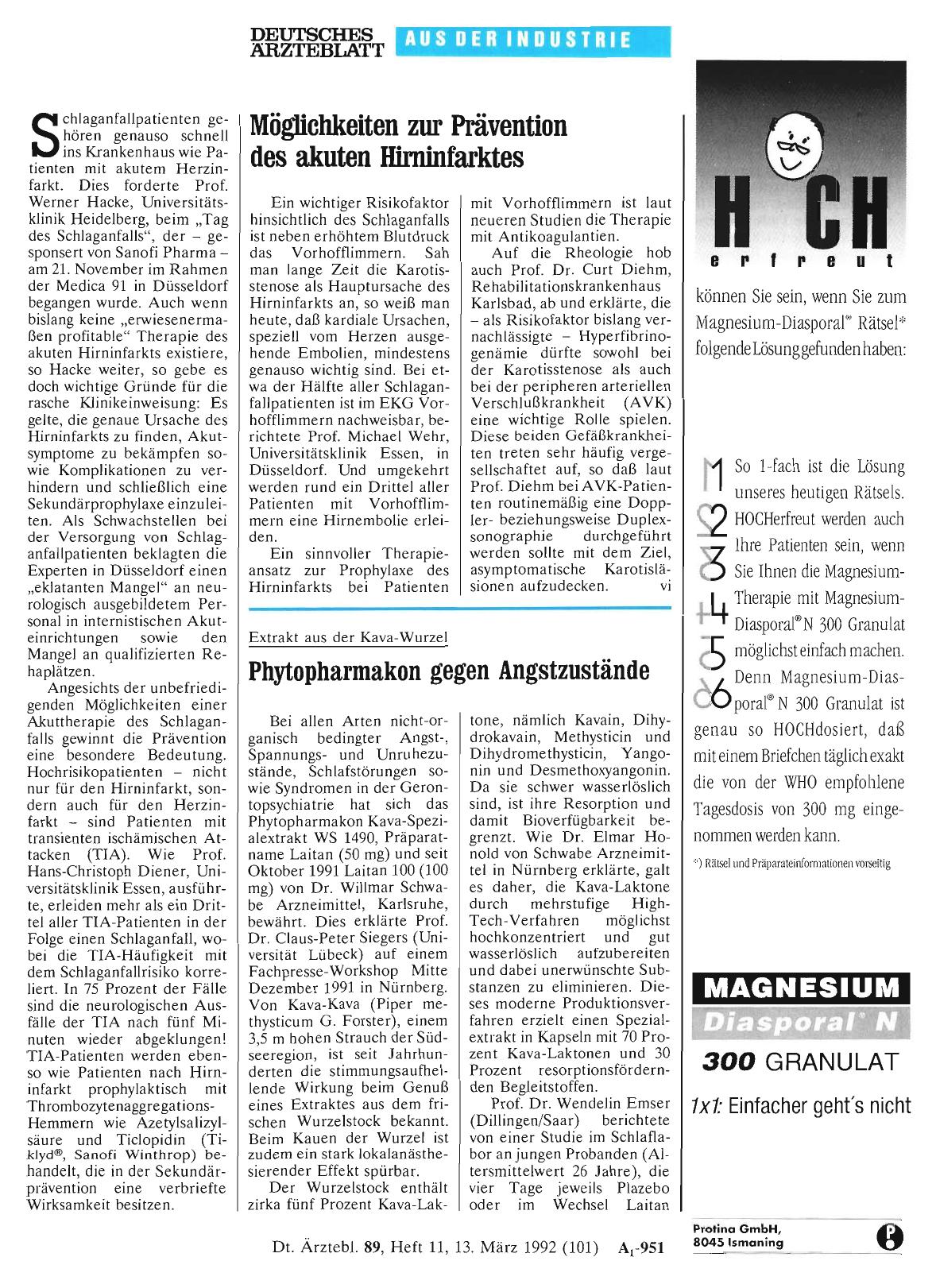 Vorschauseite 1: Möglichkeiten zur Prävention des akuten Hirninfarktes