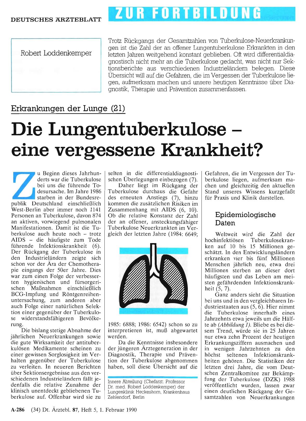 Vorschauseite 1: Erkrankungen der Lunge (21): Die Lungentuberkulose eine vergessene Krankheit?