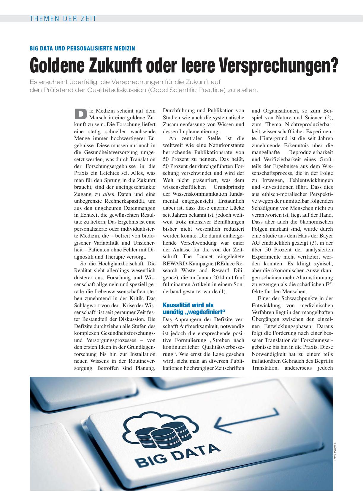 Vorschauseite 1: Big Data und Personalisierte Medizin: Goldene Zukunft oder leere Versprechungen?