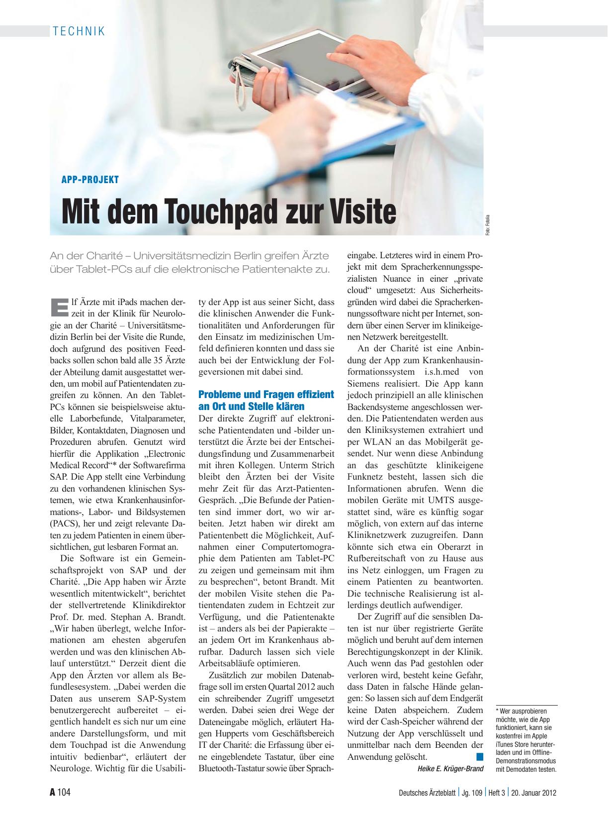Vorschauseite 1: App-Projekt: Mit dem Touchpad zur Visite
