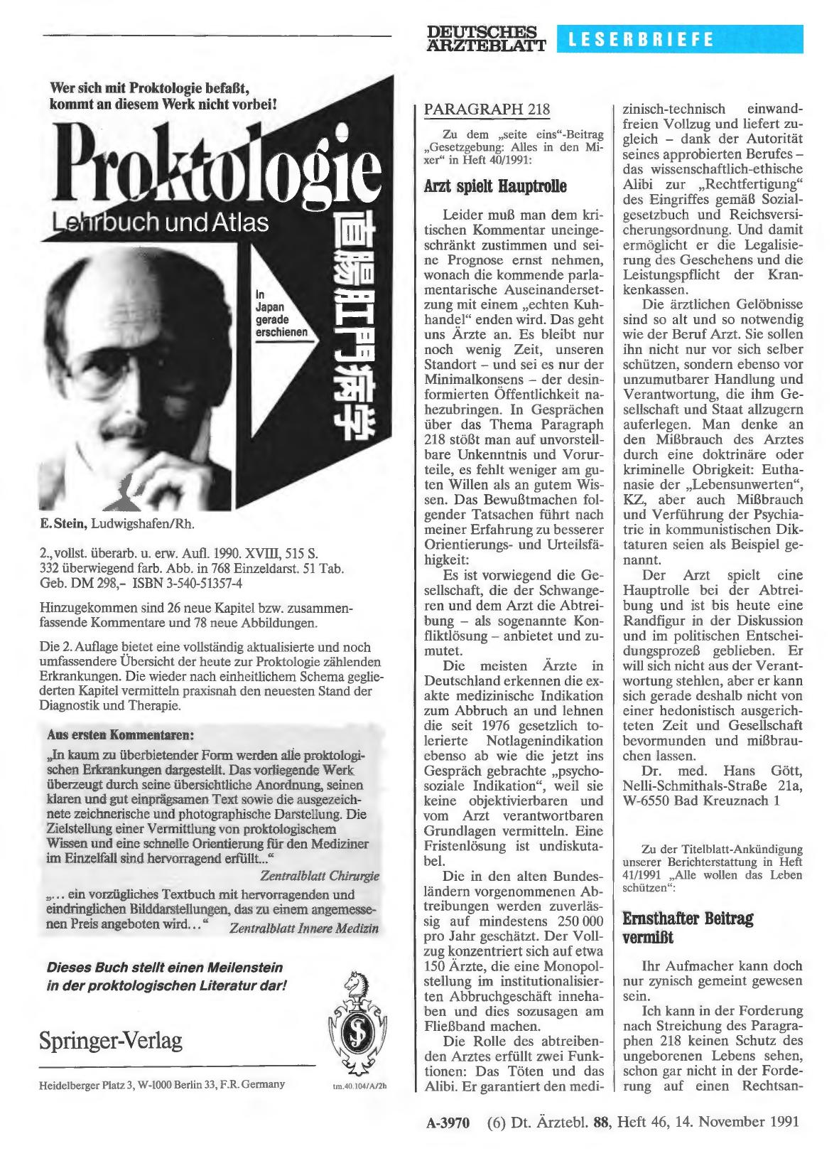 Vorschauseite 1: PARAGRAPH 218: Ernsthafter Beitrag vermißt