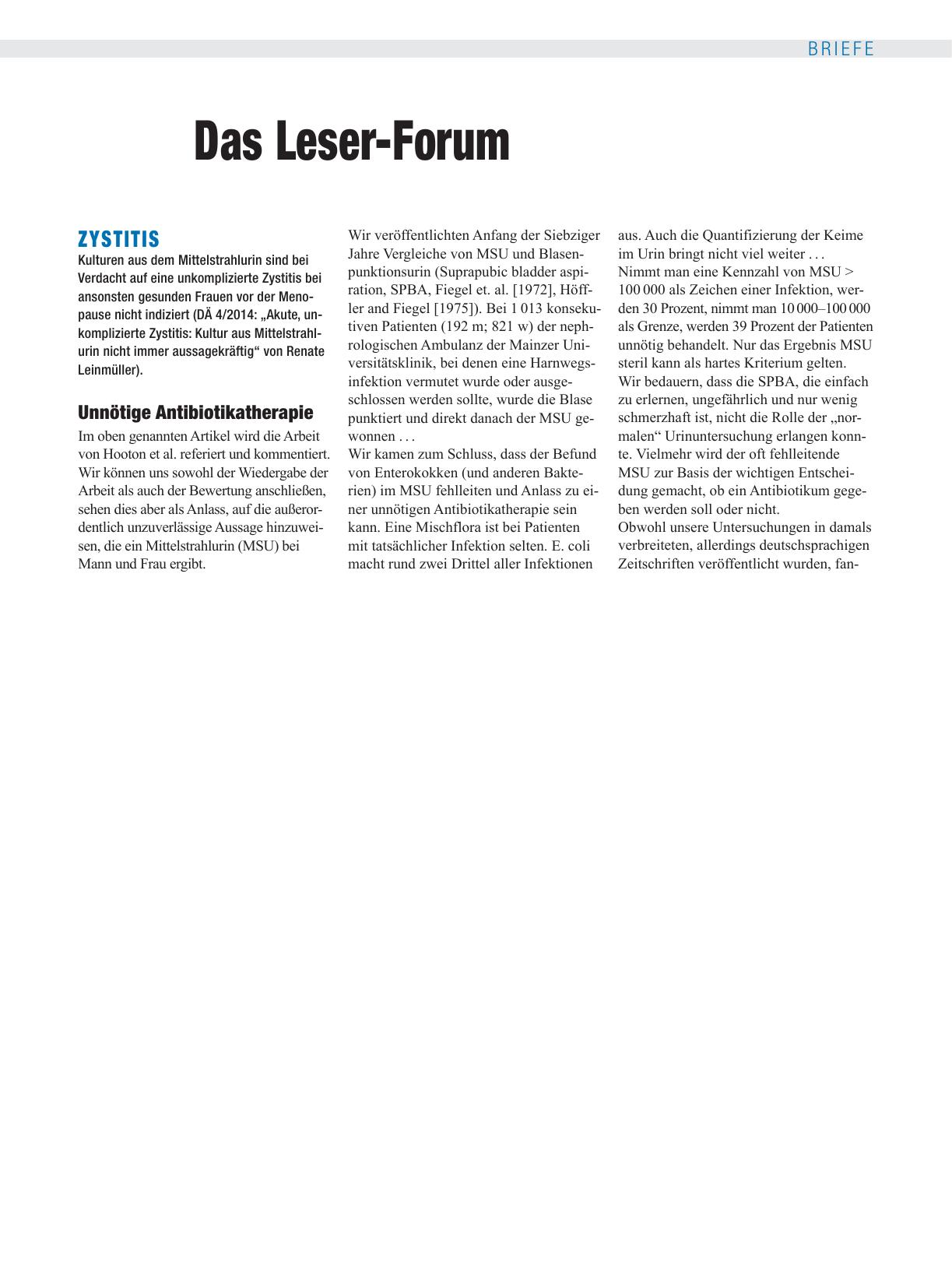 Vorschauseite 1: Zystitis: Unnötige Antibiotikatherapie