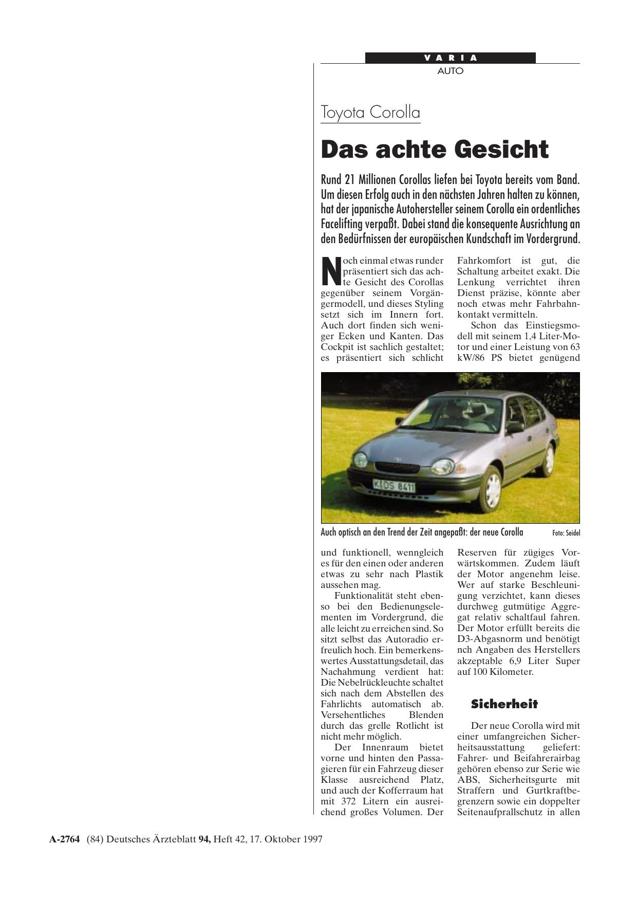 Vorschauseite 1: Toyota Corolla: Das achte Gesicht