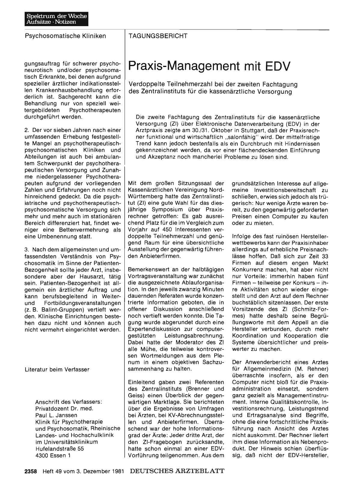 Vorschauseite 1: Praxis-Management mit EDV