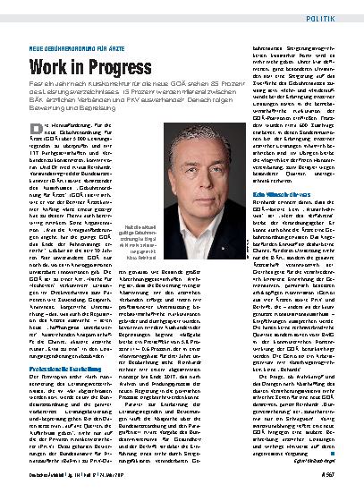 Vorschauseite 1: Neue Gebührenordnung für Ärzte: Work in Progress