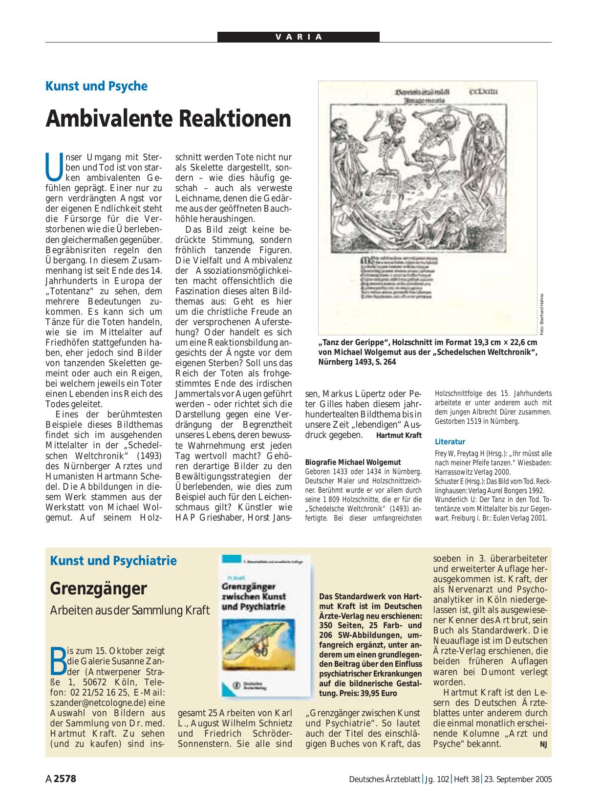 Vorschauseite 1: Kunst und Psyche: Ambivalente Reaktionen