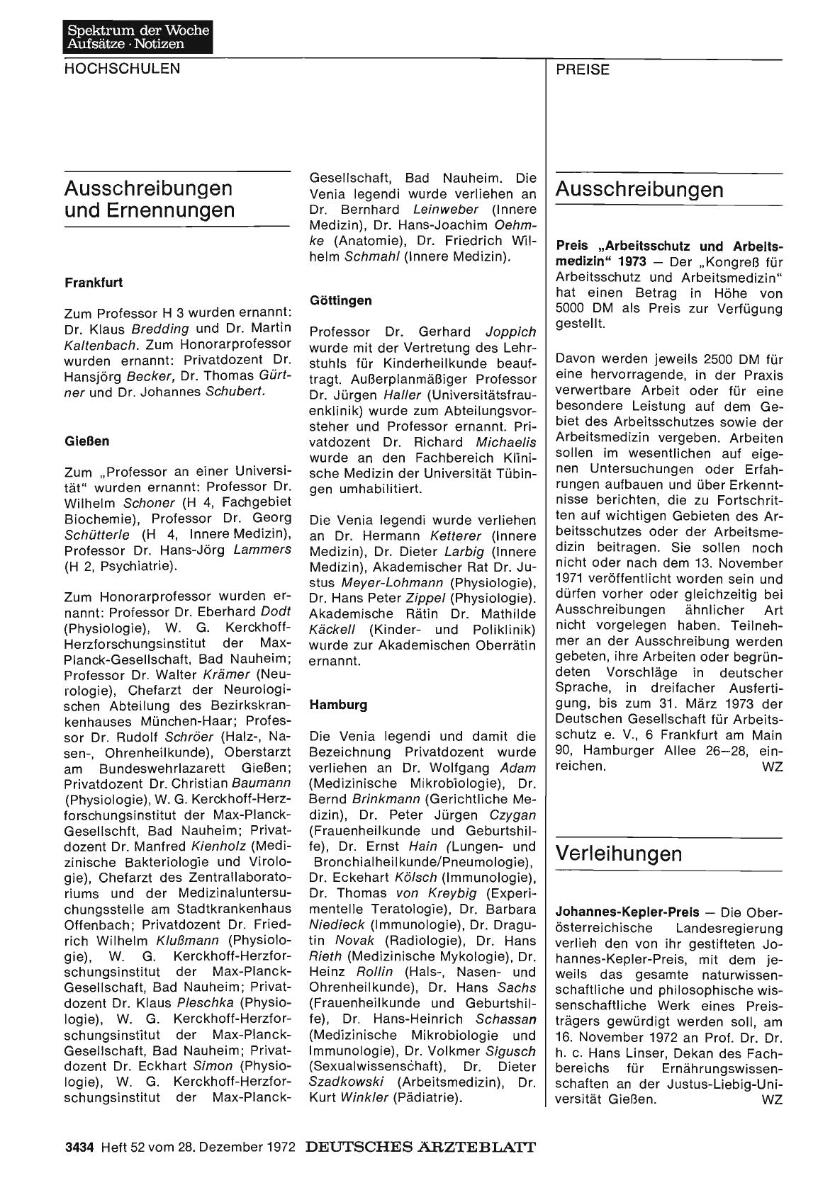 Vorschauseite 1: Ausschreibungen und Ernennungen