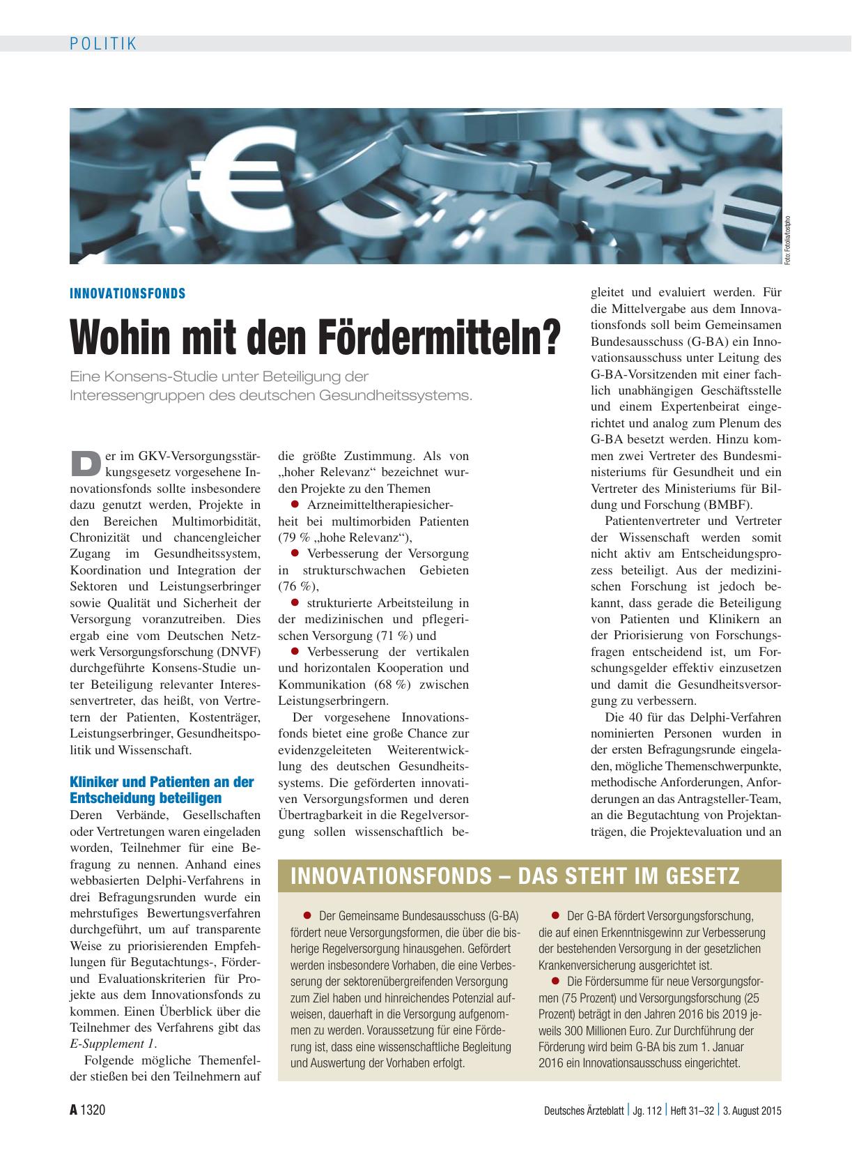 Vorschauseite 1: Innovationsfonds: Wohin mit den Fördermitteln?