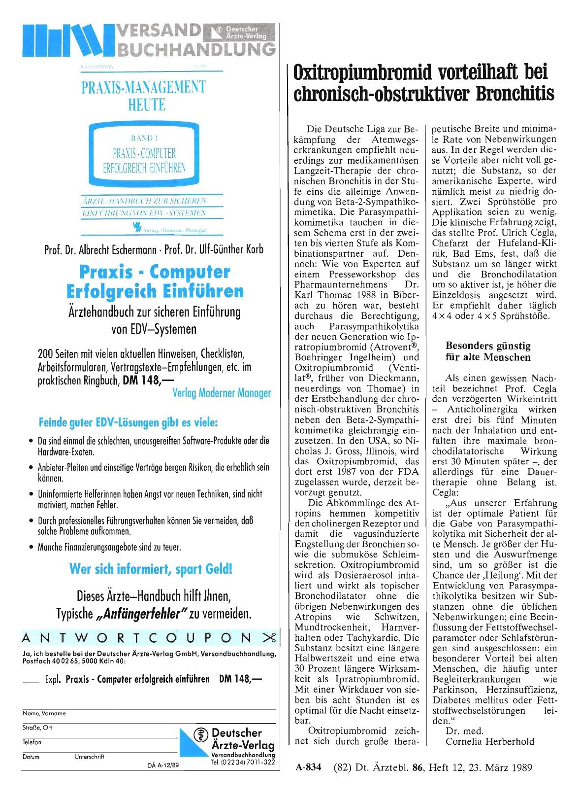 Vorschauseite 1: Oxitropiumbromid vorteilhaft bei chronisch-obstruktiver Bronchitis
