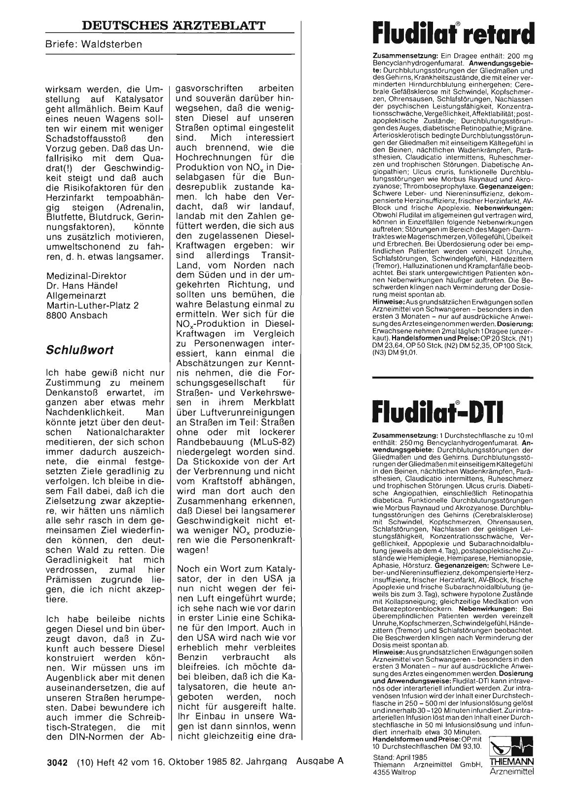 Vorschauseite 1: „Der Wald stirbt nicht nur an Autoabgasen“: Schlußwort