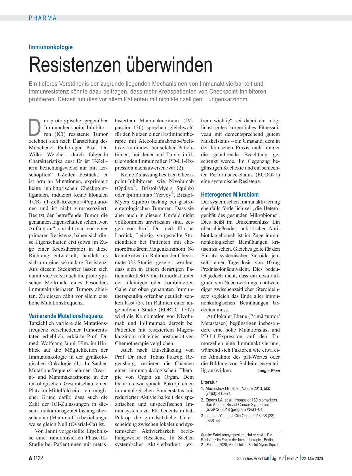 Vorschauseite 1: Immunonkologie: Resistenzen überwinden