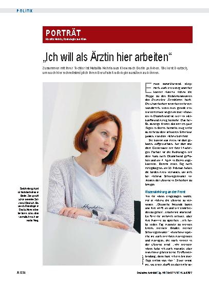 Vorschauseite 1: Nataliia Nehria, Radiologin aus Kiew: „Ich will als Ärztin hier arbeiten“
