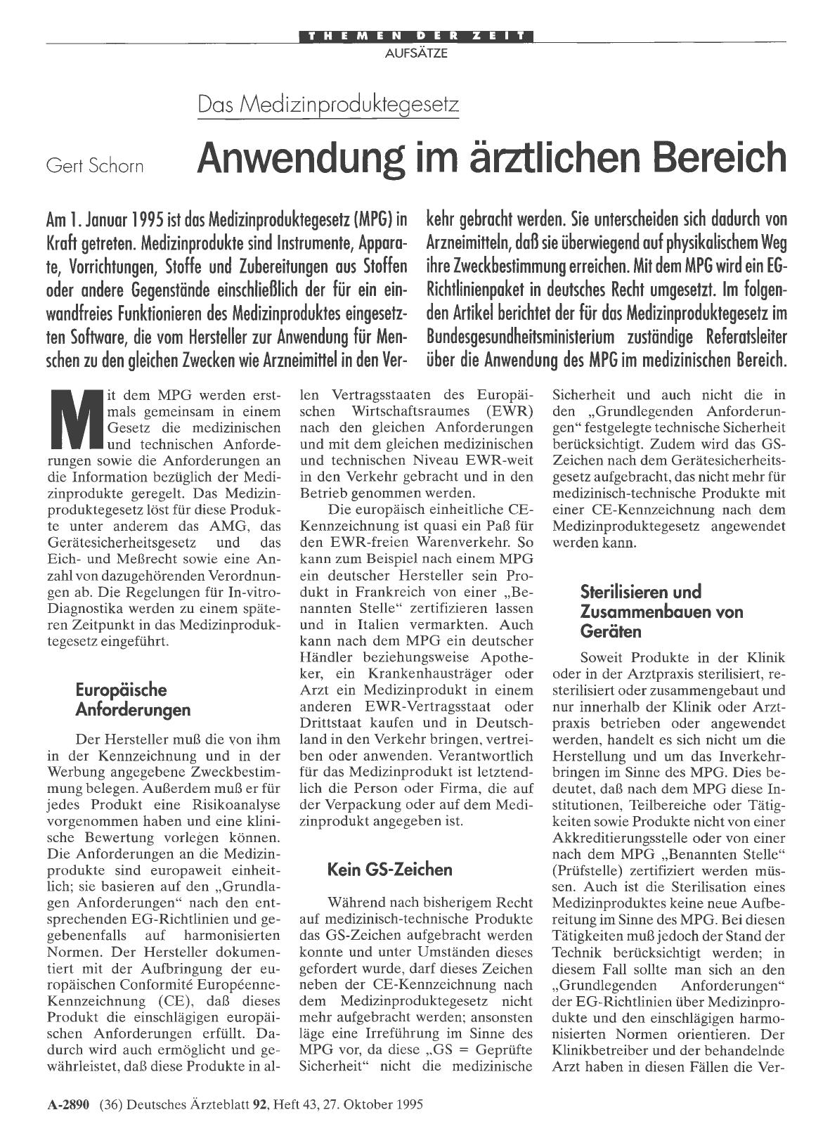 Vorschauseite 1: Das Medizinproduktegesetz: Anwendung im ärztlichen Bereich