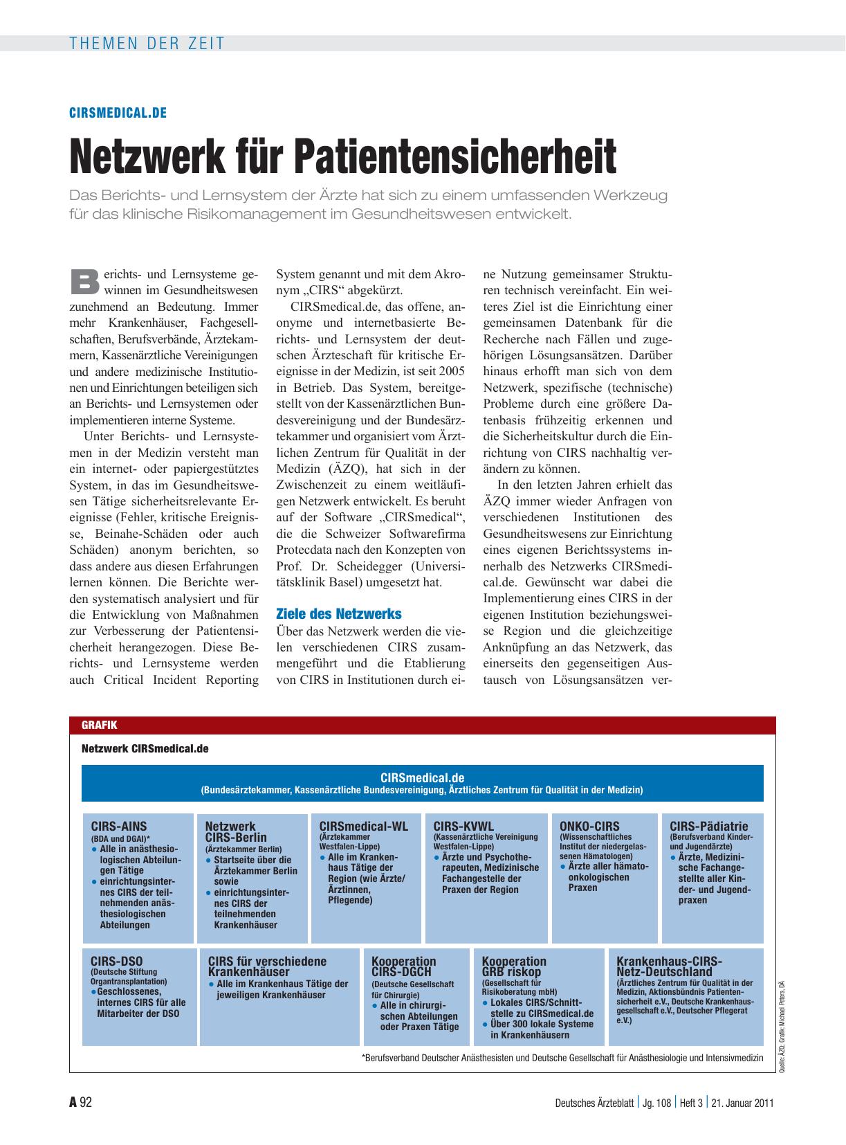 Vorschauseite 1: CIRSmedical. de: Netzwerk für Patientensicherheit