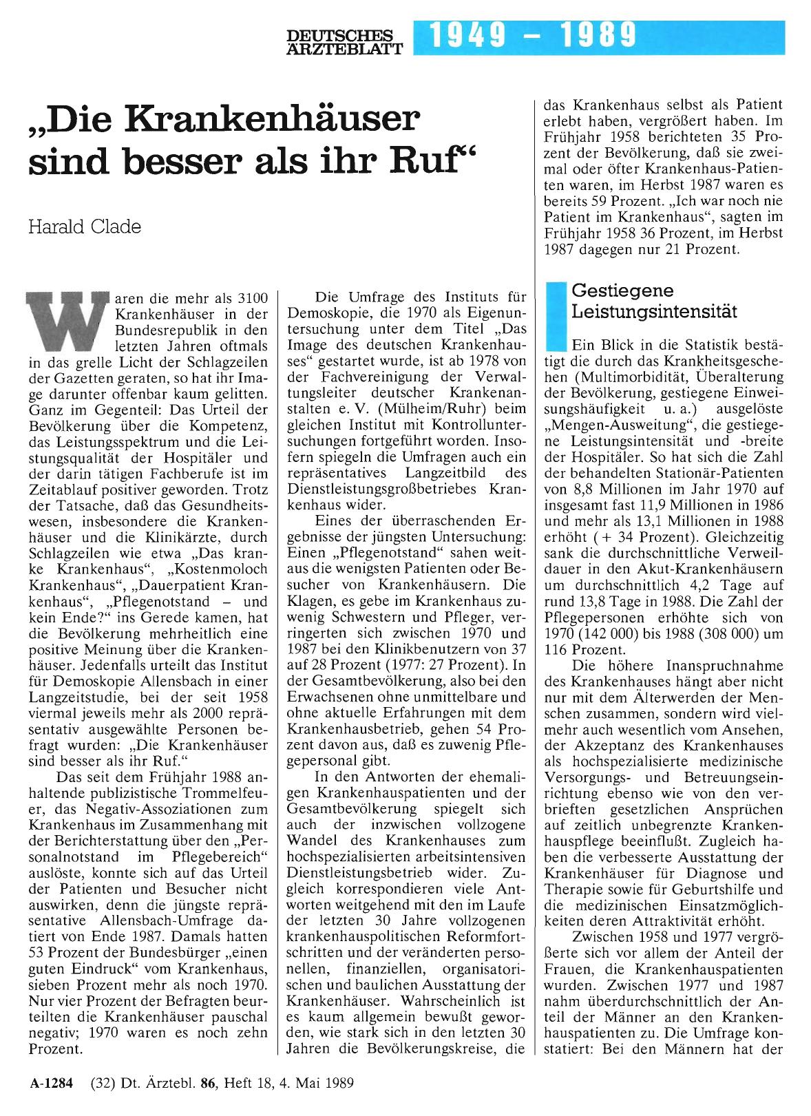 Vorschauseite 1: „Die Krankenhäuser sind besser als ihr Ruf”