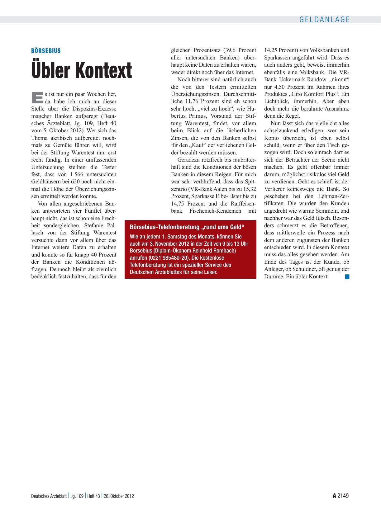 Vorschauseite 1: Börsebius: Übler Kontext