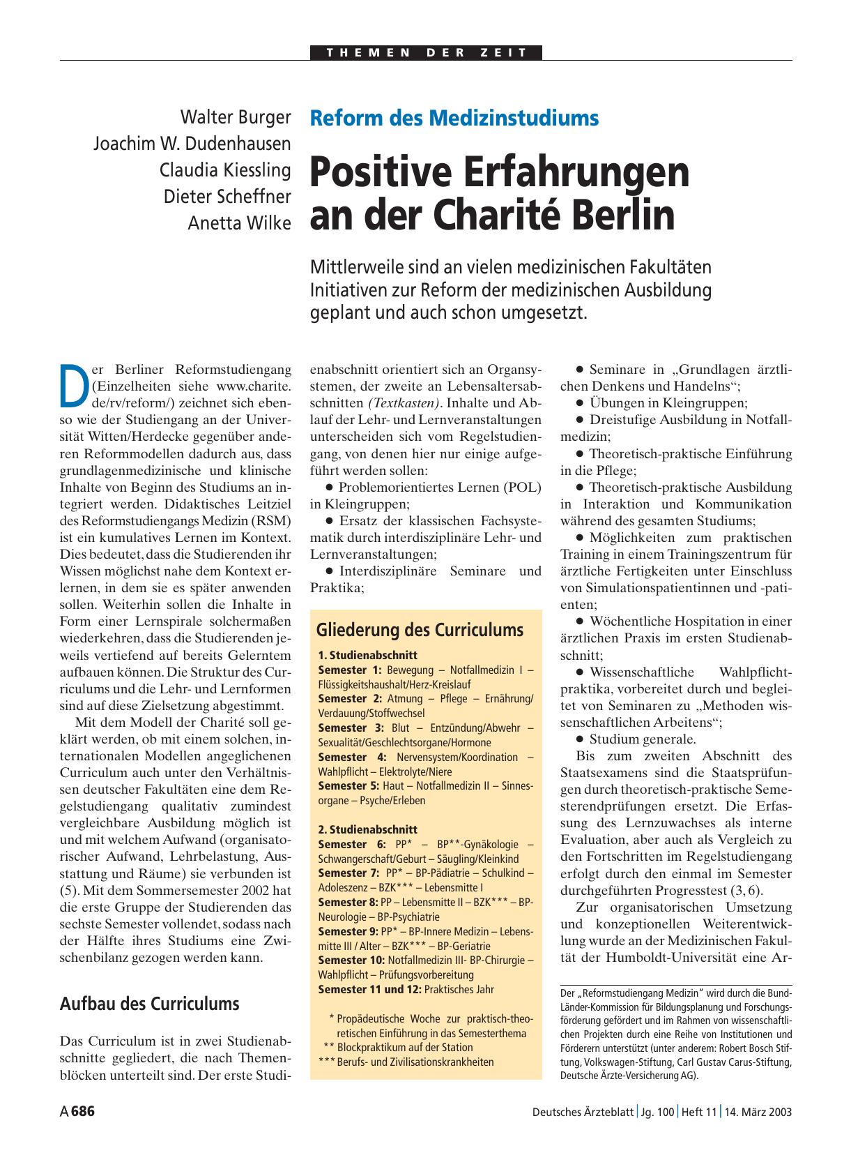 Vorschauseite 1: Reform des Medizinstudiums: Positive Erfahrungen an der Charité Berlin