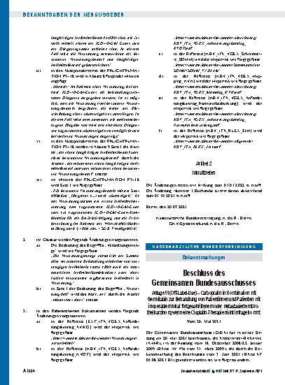 Vorschauseite 1: Beschluss des Gemeinsamen Bundesausschusses: Carboplatin in Kombination mit Gemcitabin