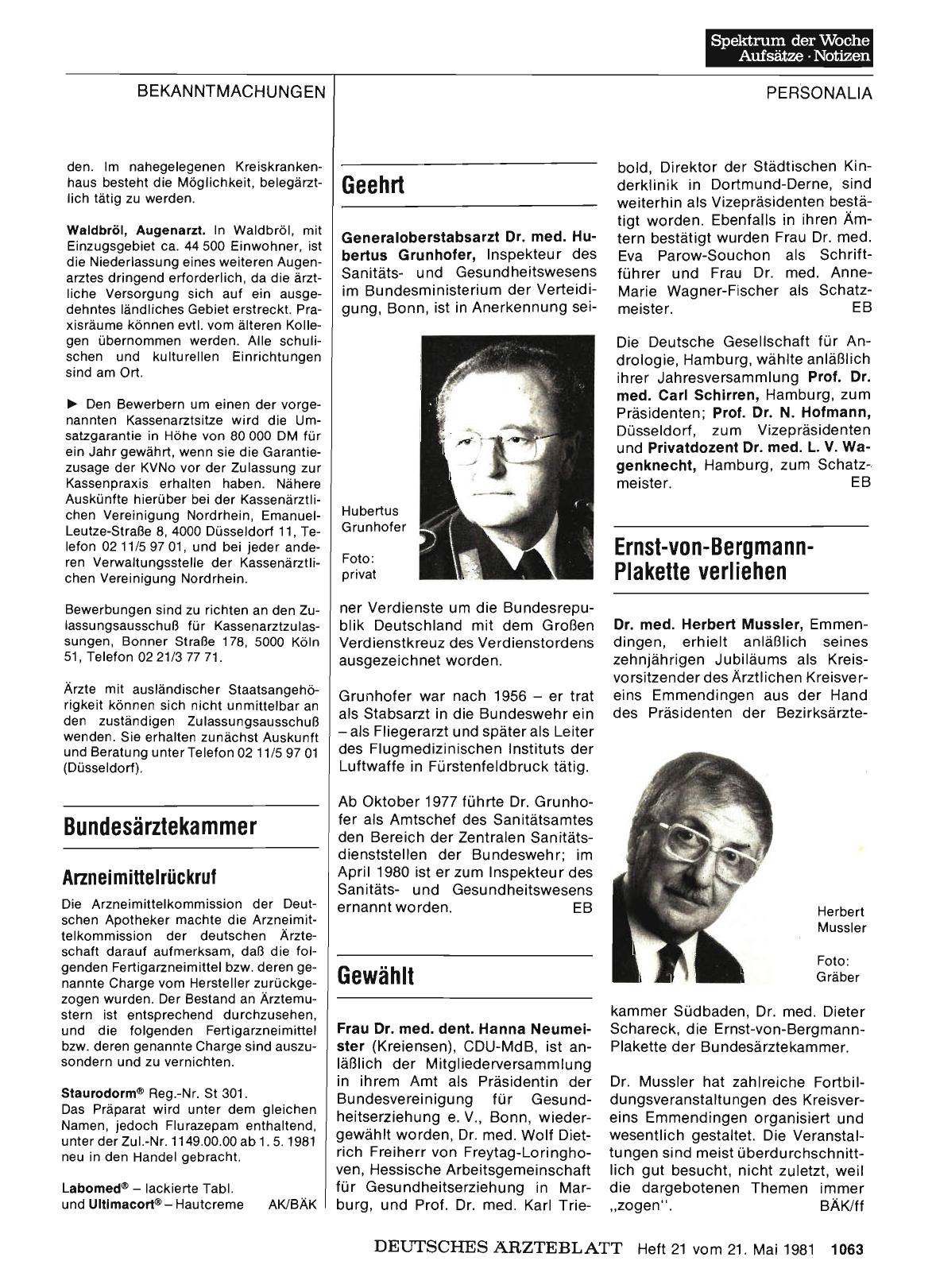 Vorschauseite 1: Ernst-von-BergmannPlakette verliehen