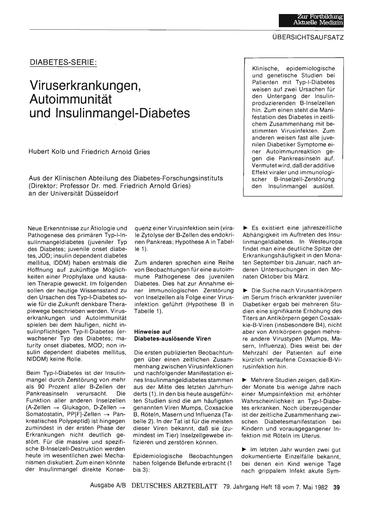 Vorschauseite 1: Viruserkrankungen, Autoimmunität und Insulinmangel-Diabetes