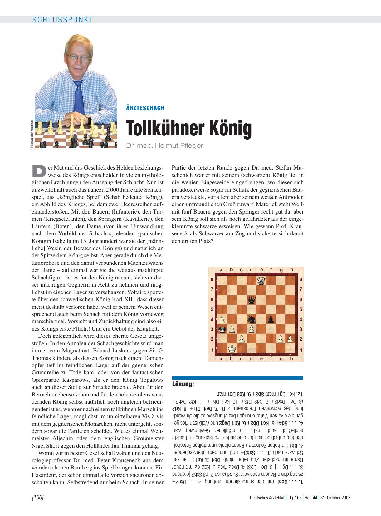 Vorschauseite 1: Ärzteschach: Tollkühner König