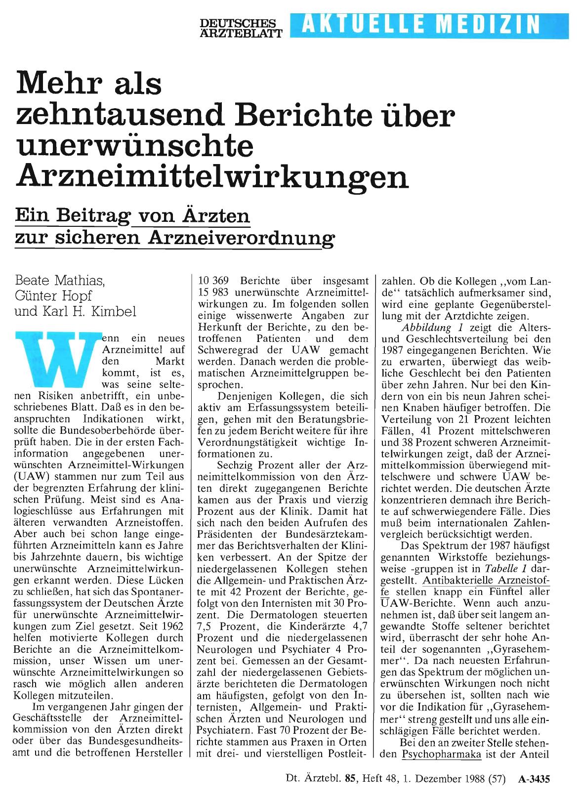 Vorschauseite 1: Mehr als zehntausend Berichte über unerwünschte Arzneimittelwirkungen: Ein Beitrag von Ärzten zur sicheren Arzneiverordnung