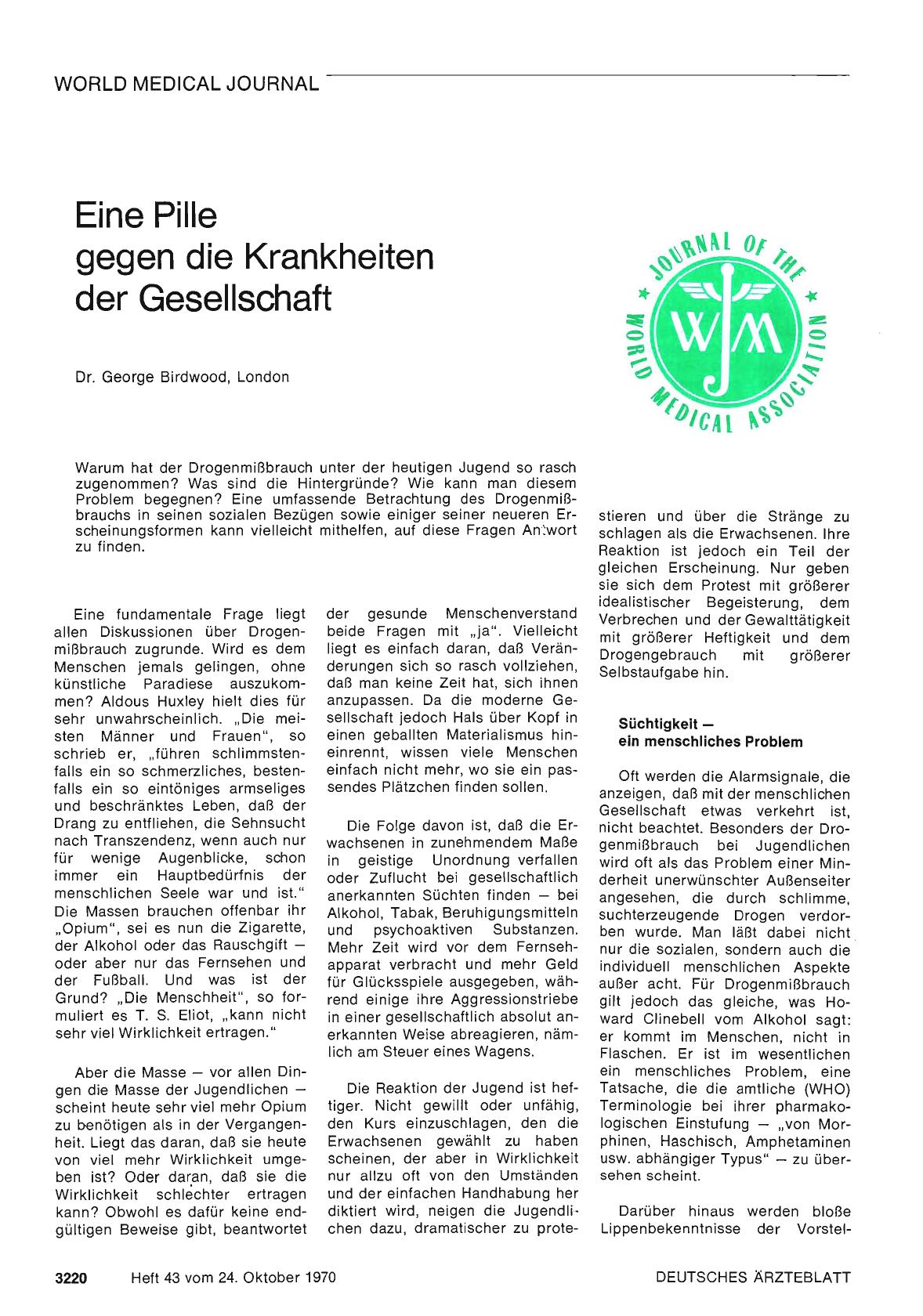 Vorschauseite 1: Eine Pille gegen die Krankheiten der Gesellschaft