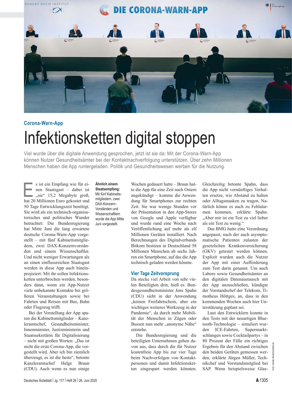 Vorschauseite 1: Corona-Warn-App: Infektionsketten digital stoppen
