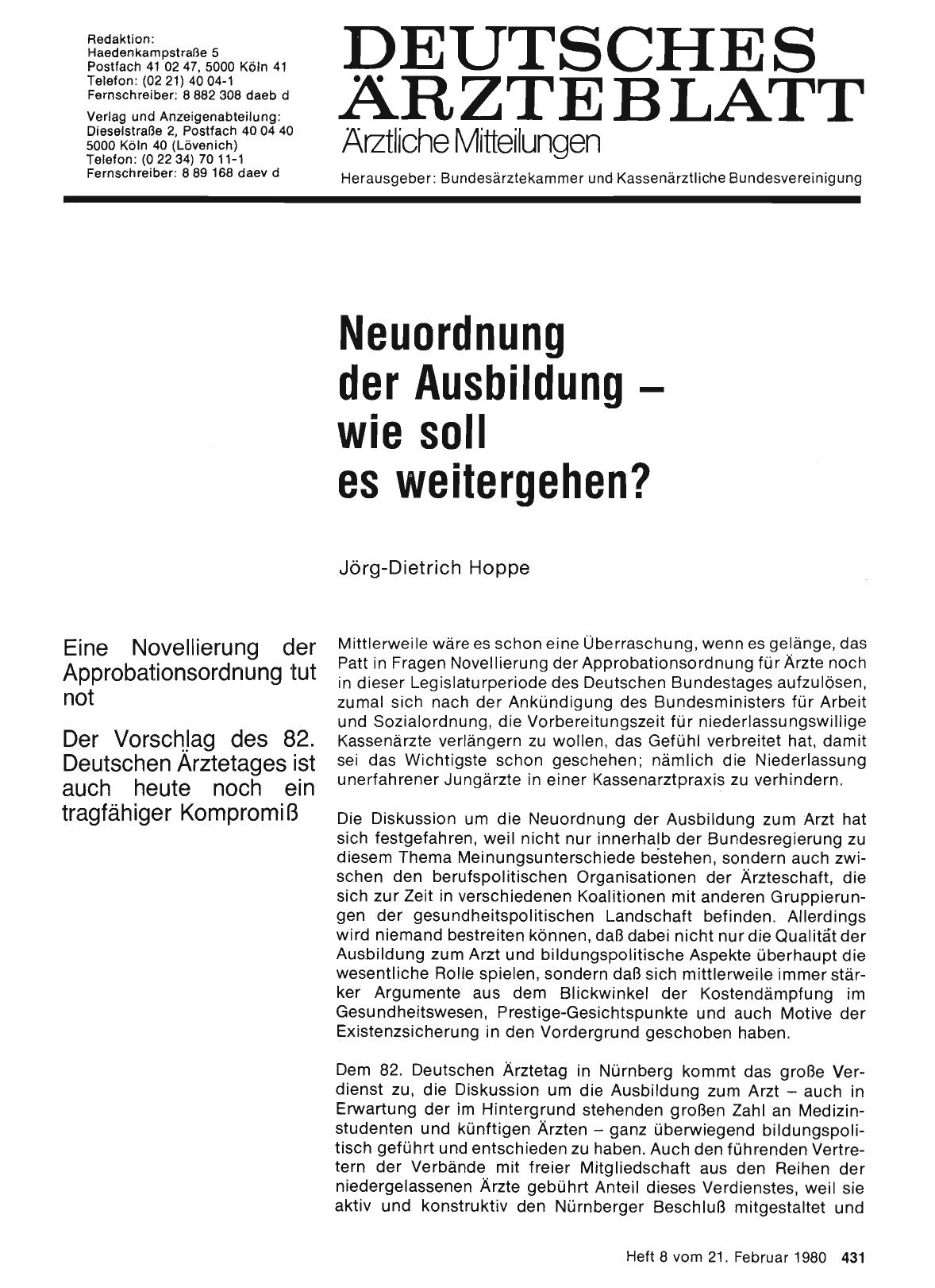 Vorschauseite 1: Neuordnung der Ausbildung — wie soll es weitergehen?