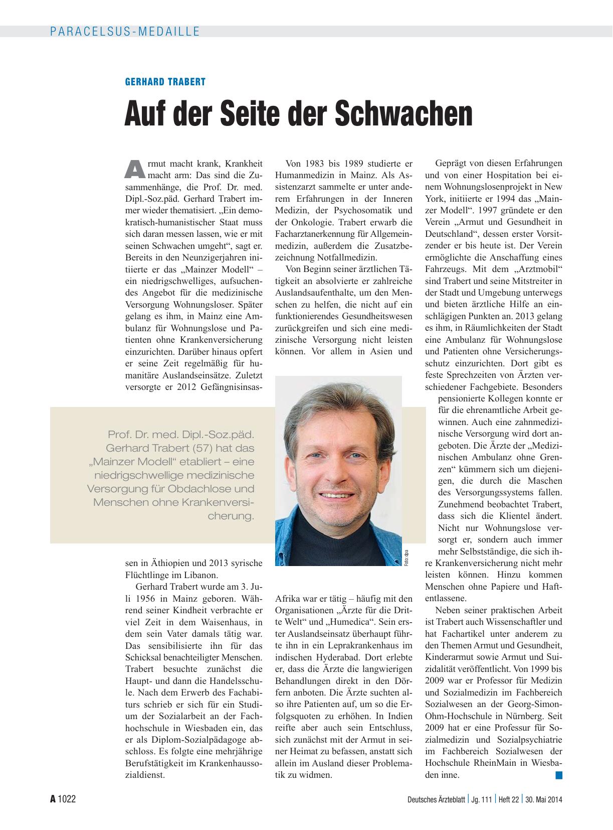 Vorschauseite 1: Gerhard Trabert: Auf der Seite der Schwachen