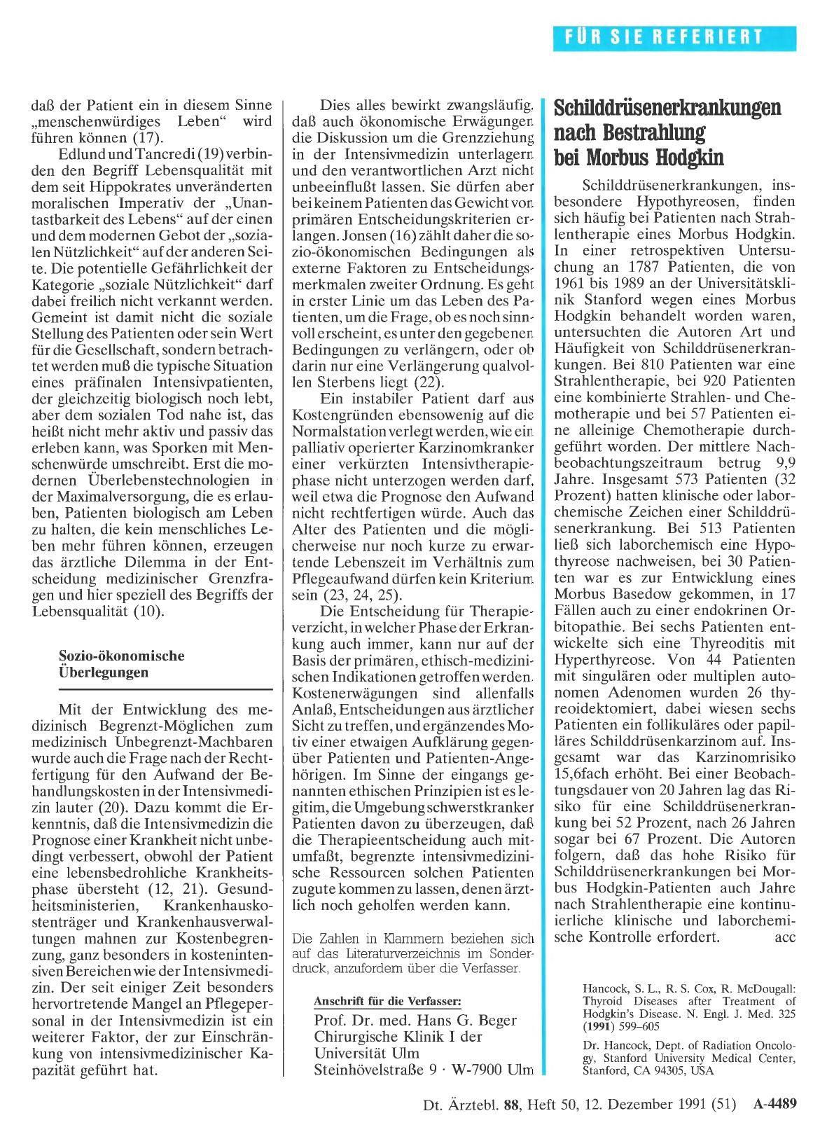 Vorschauseite 1: Schilddrüsenerkrankungen nach Bestrahlung bei Morbus Hodgkin