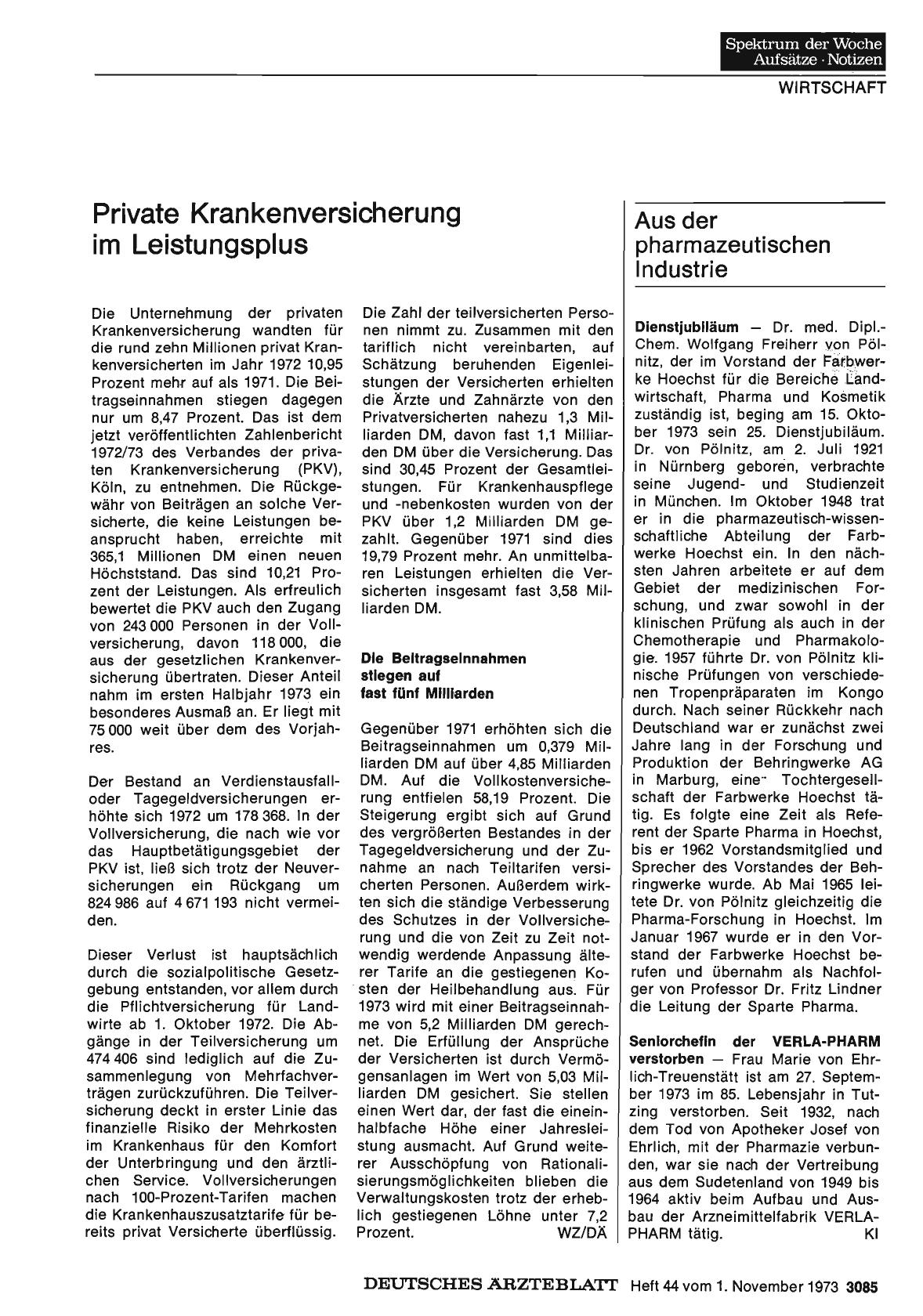 Vorschauseite 1: Aus der pharmazeutischen Industrie