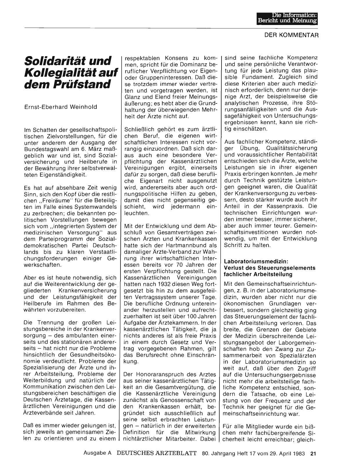 Vorschauseite 1: Solidarität und Kollegialität auf dem Prüfstand